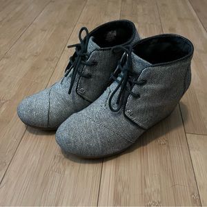 TOMS Gold and Tan Wedge Booties